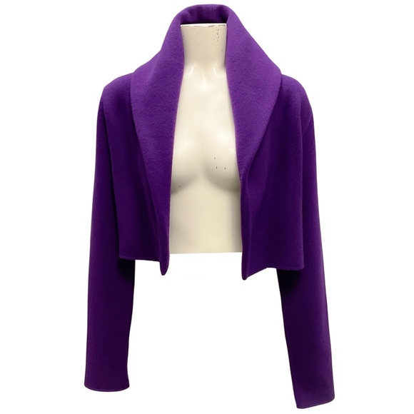 RALPH LAUREN COLLECTION PURPLE CROPPED WOOL AND CASHMERE KNIT SWEATER - Picture 1 of 4